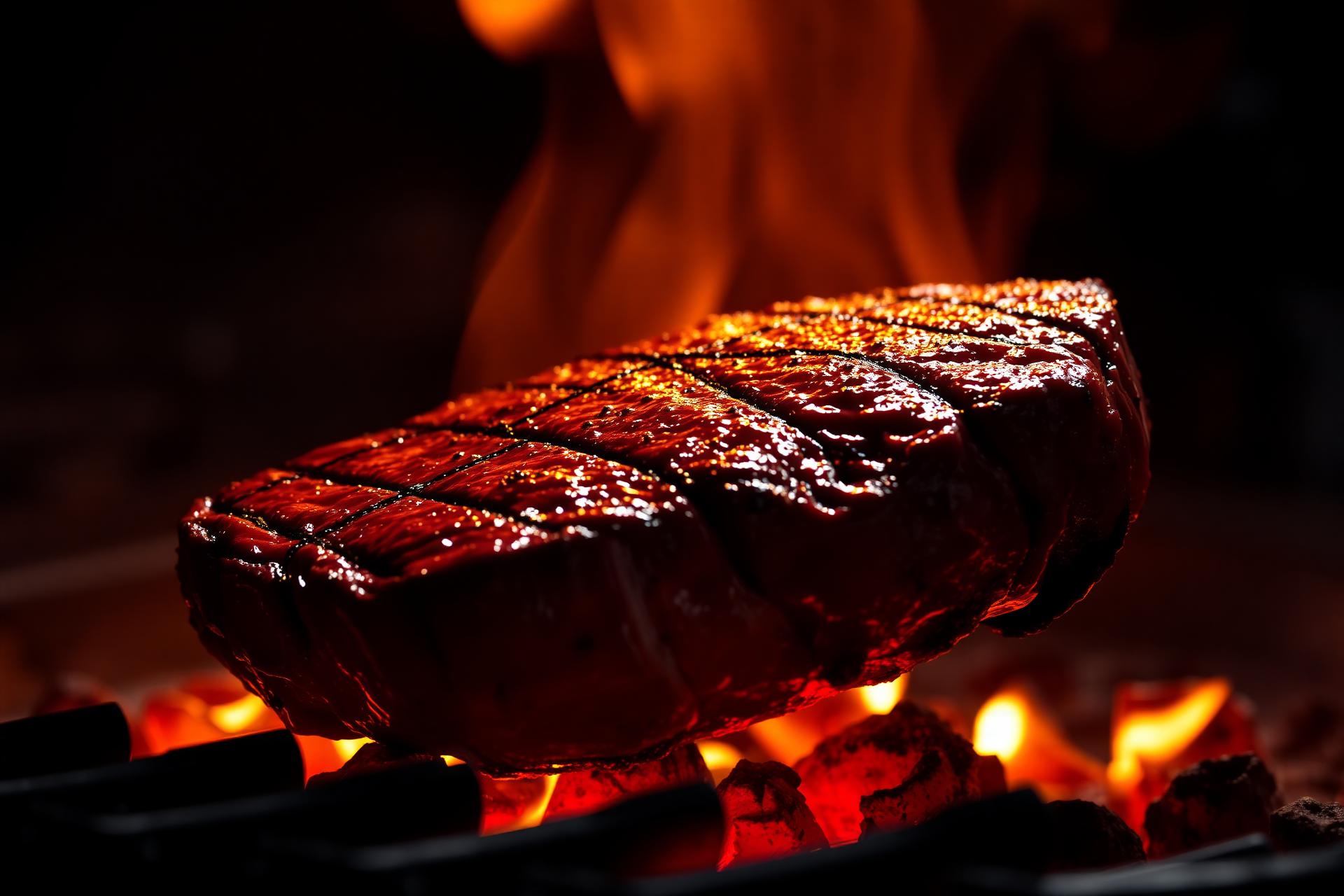 Friptură ribeye pe grătar pe cărbune